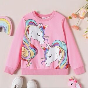 Patpat Girl Unicorn Print Pink Pullover Sweatshirt, Size 9-10Y